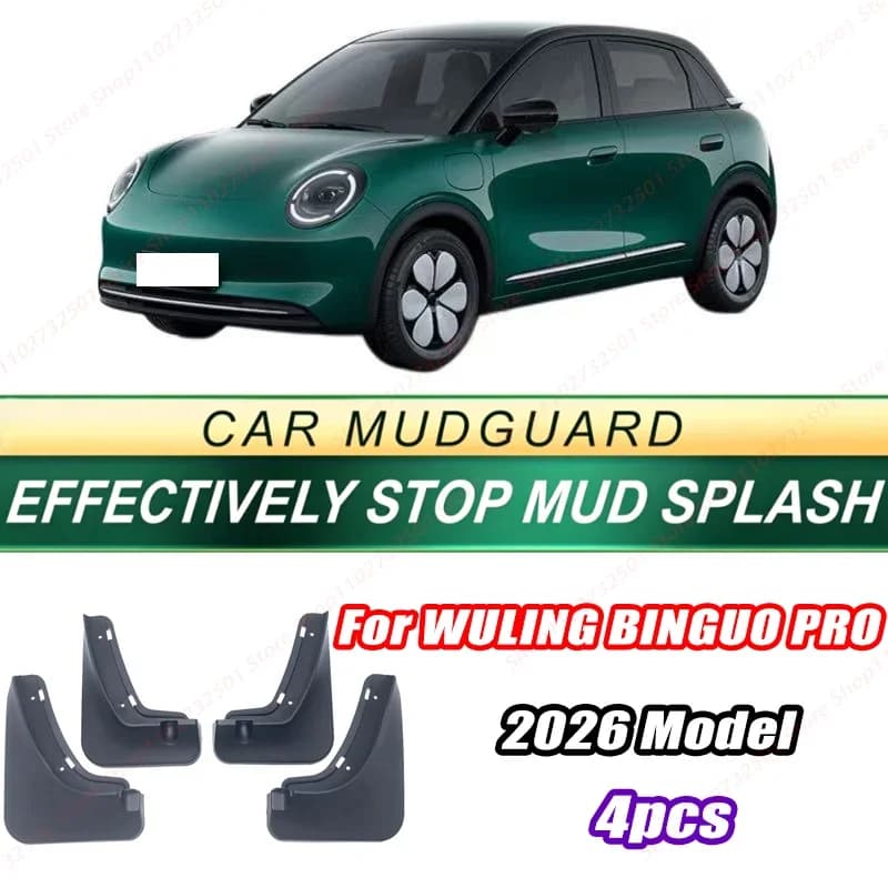 For WULING BINGUO PRO 2026 Model 4PCS Front Rear Mud Flaps Splash Guards Fender Mudguards Auto Accessories
