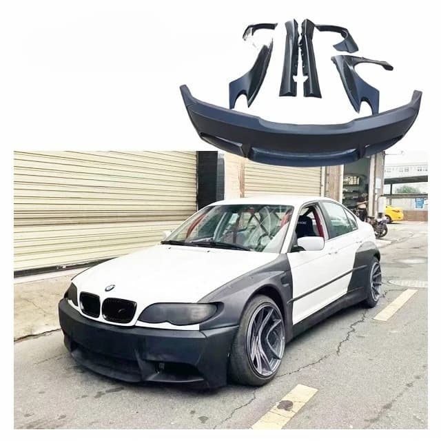 For  E46 Sedan Upgrade Wide Body Kit E46 Wide Front Bumper Side Skirt Fender Flare