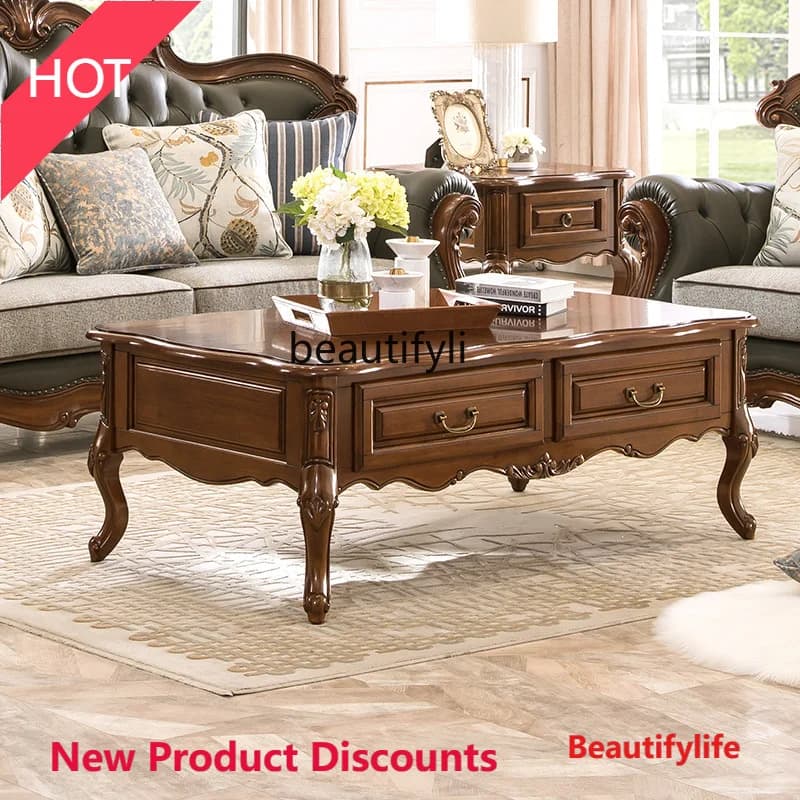 MM45 American-Style Solid Wood Coffee Table Nordic Living Room Home Small Tea Table European Entry Lux Furniture  Tea Table