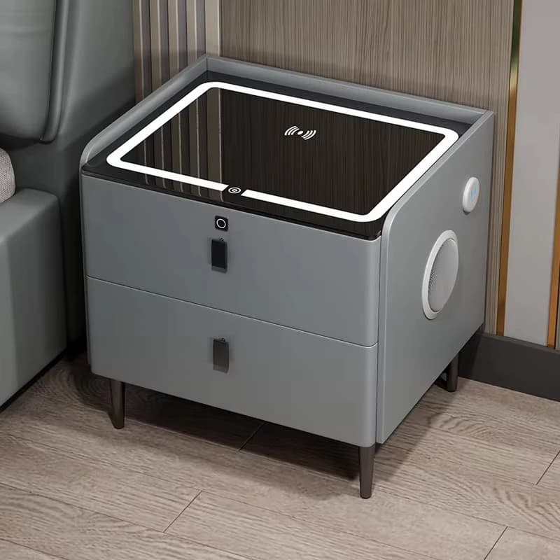Double Deluxe Smart Bedside Table Modern Wooden Multifunctional Bedroom Bedside Table