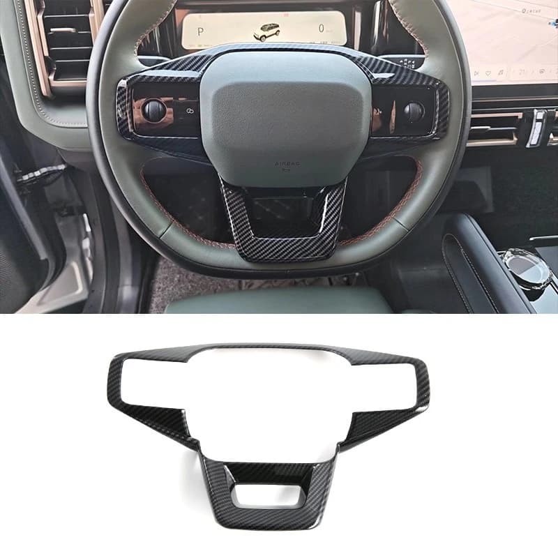 For Chery Jaecoo J6 Icar 03 2024-2026 ABS Carbon Fiber Car Steering Wheel Buttons Trim Frame Cover Trim Interior Car Accessories