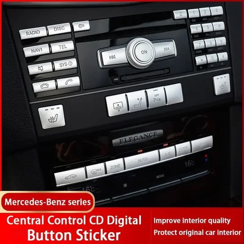 Car Central Control Air Conditioning CD Panel Button Stickers For Mercedes Benz C/E Class C200 E260l W204 W212 W213 GLK 350 X204