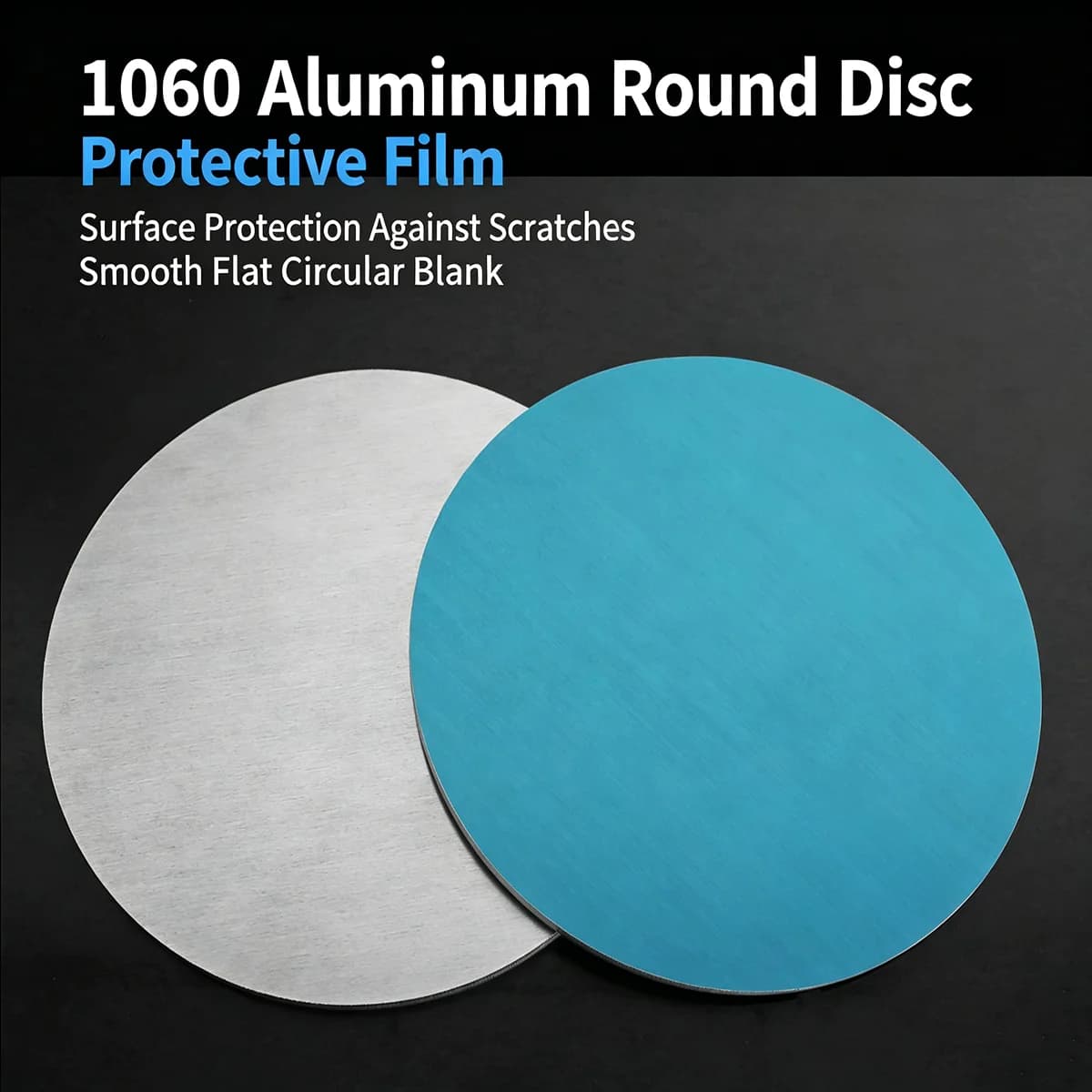 1060 Pure Aluminum No‑Hole Round Disc, Protective Film for Bending Stamping Heat Dissipation Laser Engraving DIY Custom Cut