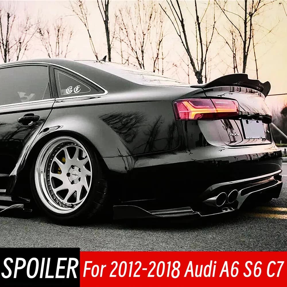 For Audi A6 S6 C7 2012 2013 2014 2015 2016 PSM Style Real Carbon Fibe Rear Trunk Lid Lip Spoiler Wings Car Exterior Accessories