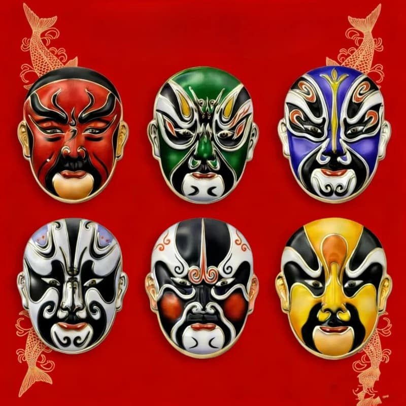 Chinese Culture Beijing Opera Face Creative Alloy Brooch Unisex Casual Business Party Badges Pins for Gift DIY Bags Hat Clothing
