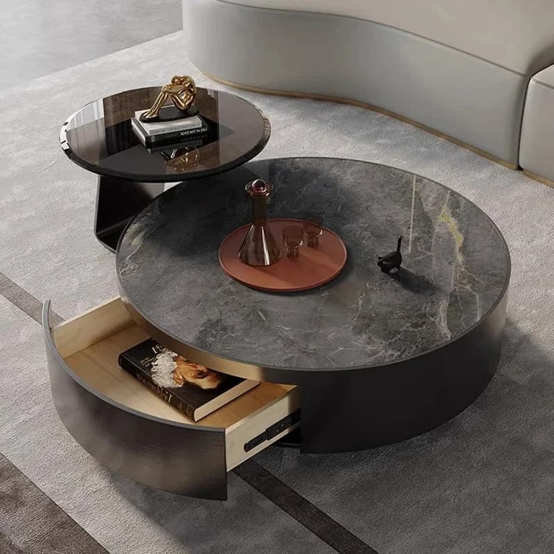 Storage Aesthetic Coffee Table Metal Stainless Steel Luxury Living Room Tea Table Modern Natural Tavolino Soggiorno Furniture