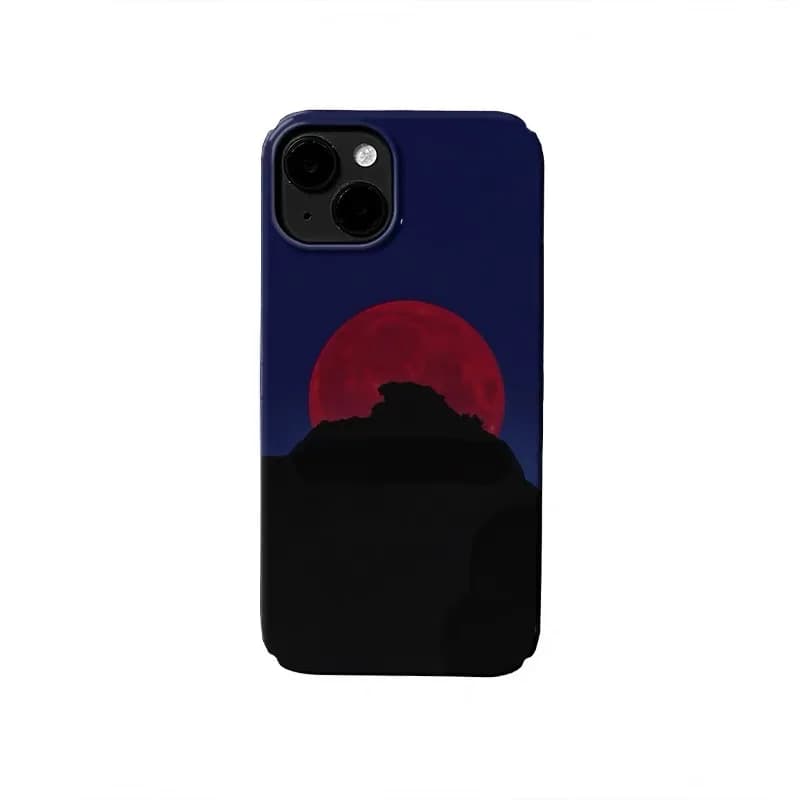 Dark Colored Red Moon Art Oil Painting Phone Case for IPHONE 17 Air 16E 15 PROMAX 14 16Plus 13 12 MINI 11 XR Acrylic Phone Cover