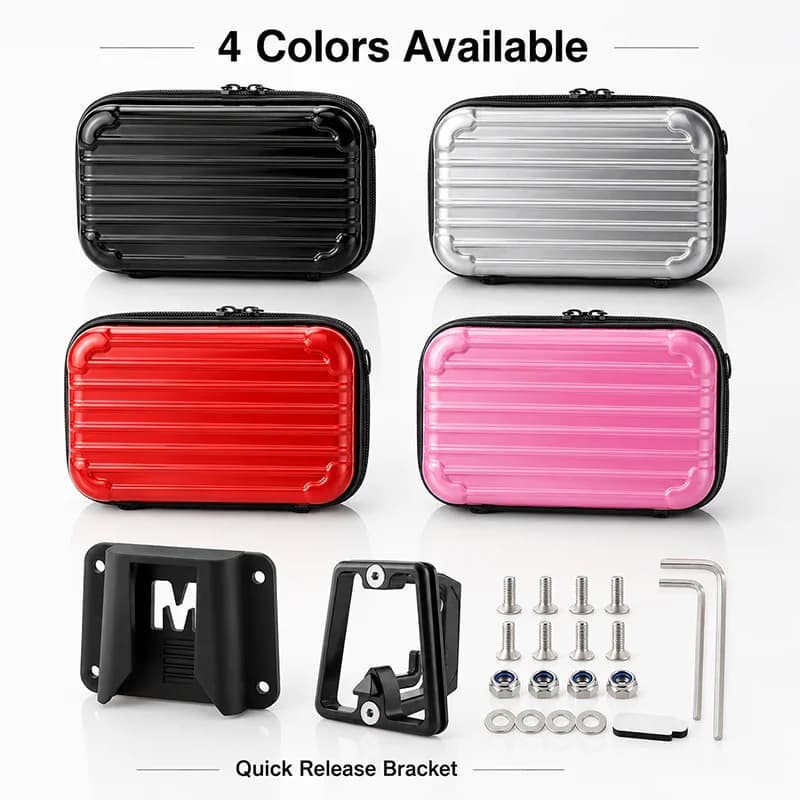 Bike Front Storage Bag Hard Shell Bicycle Handlebar Case Quick Release Mount Water Resistant Phone Tool Box with Strap