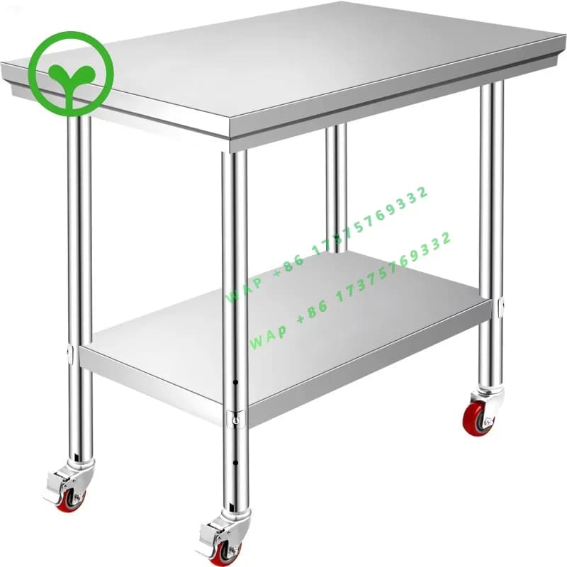 【Premium】SucceBuy Stainless Steel Kitchen Workt le shelves Commercial Work Bench T le with Caster Wheels for Home Restaurant Sto