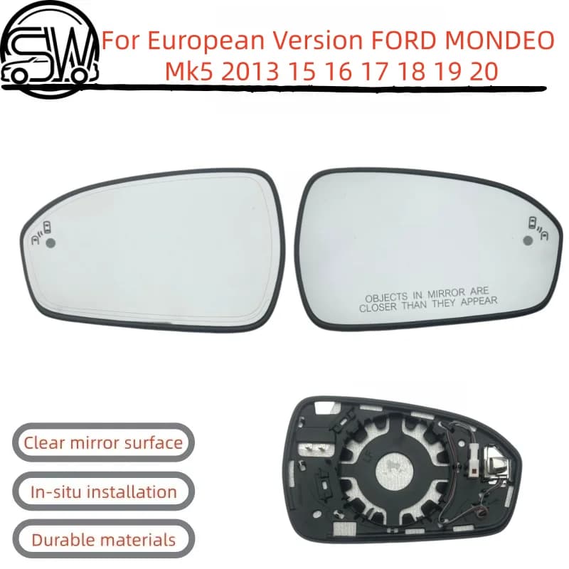 For European Version FORD MONDEO Mk5 2013 15 16 17 18 19 20 Car Wide Angle Heated Mirror Glass With Blind Spot Light.