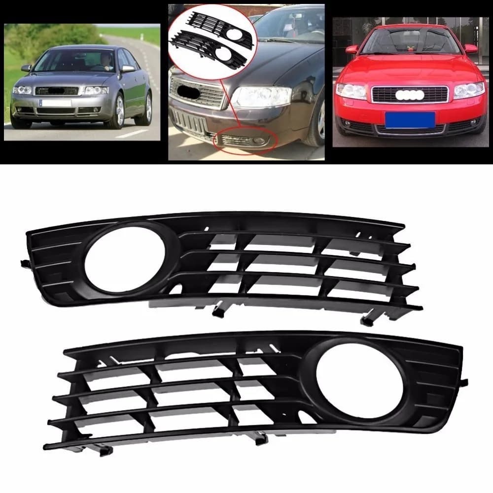 Premium Grade Pair Front Left & Right Lower Fog Light Insert Grilles Grills for Audi A4 B6 02-05