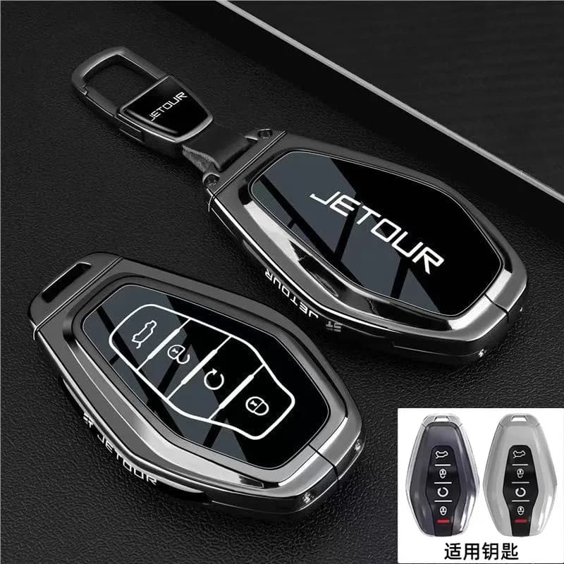 Premium Zinc Alloy Key Cover Case for Jetour X70L/X70 Plus/X90 Zilong/X90 CDM/X95/X70 Pro - Protective Key Fob Shell Keychain