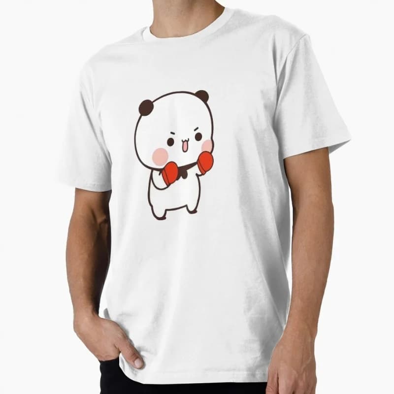 Bubu learns how to box Gift t shirt ‌kawaii‌ Panda Bear Cartoon Graphic tee Cute Y2K Clothes 100% cotton All size Tee S-6XL