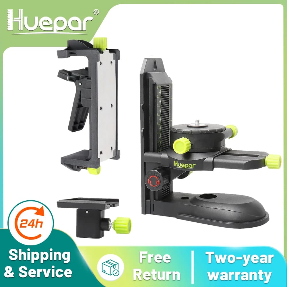 Huepar Fine-tuning Bracket Laser Level Adapter Multifunctional Magnetic Pivoting Base with Adjustable Clip 360° Adjustable Tool
