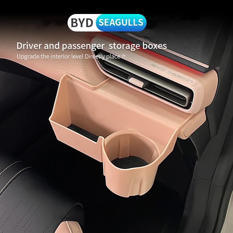 For BYD Dolphin Mini Seagull Car Center Console Organizer Cup Holder Tray Storage Box Holder Fixed Beverage Holder Garbage Box