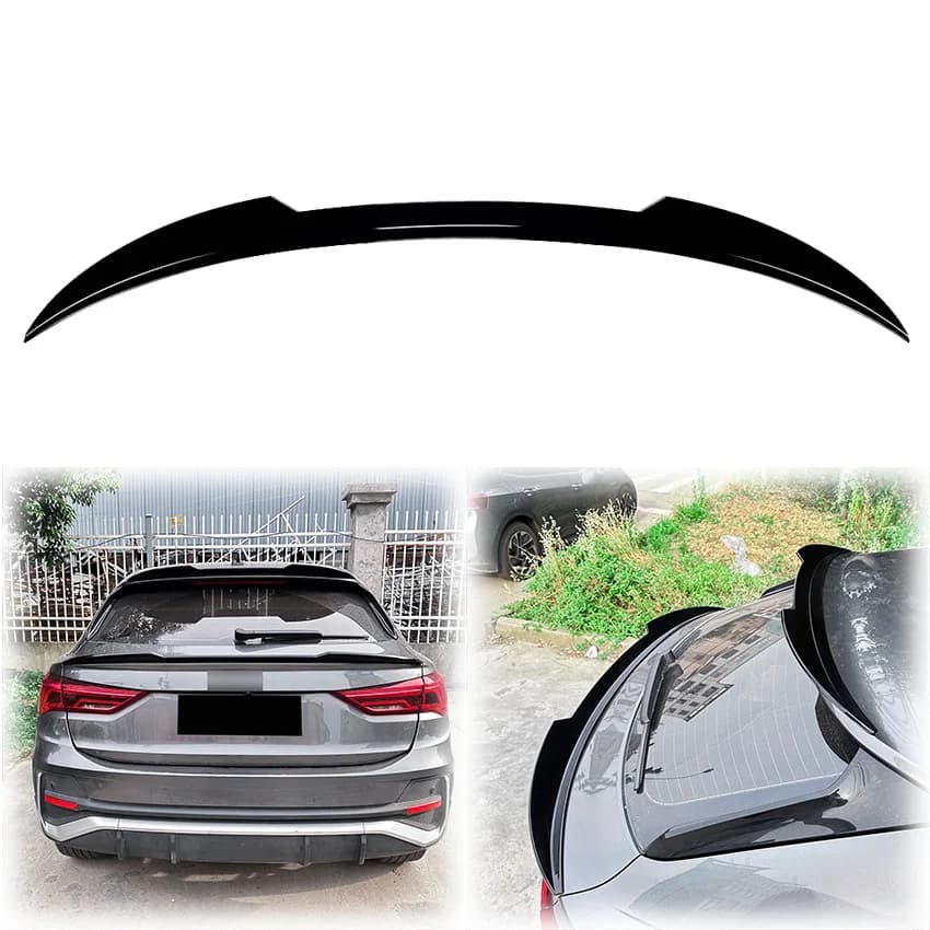 2019 To Up For Audi Q3 Sportback V Style Rear Mid Spoiler Wing Lip Body Kit By High Quality ABS Gloss Black Carbon Fiber Look