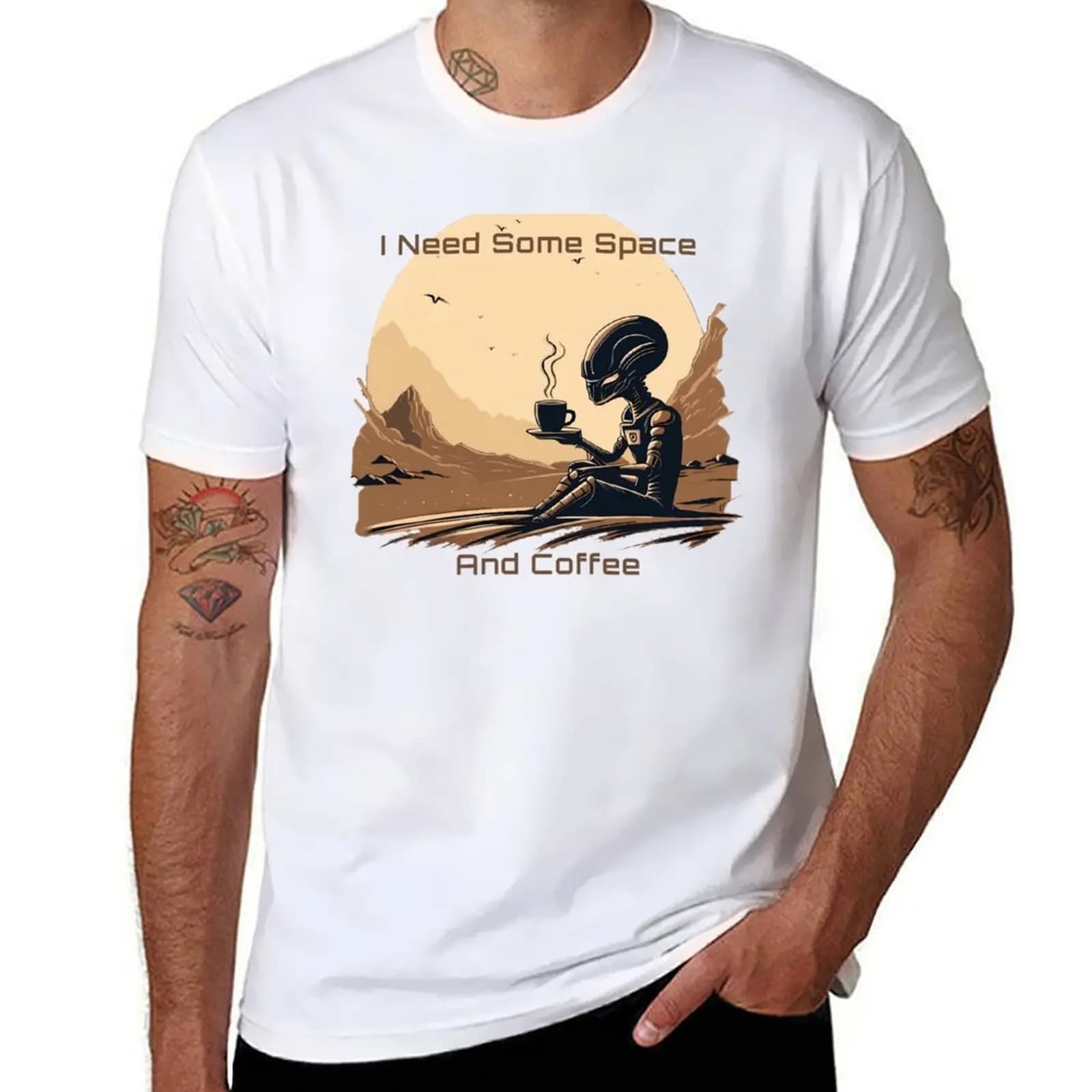 Alien Coffee Morning - Coffee T-Shirt t shirts for man pack white t shirt custom print T-Shirt