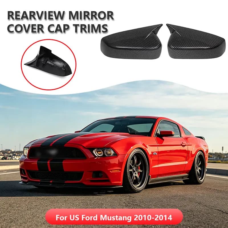 For US Ford Mustang 2010-2014 Car Sticker Rearview Side Mirror Cover Wing Cap Exterior Door Rear View Case Trim Carbon Fiber