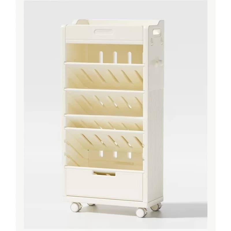 Children's bookshelf with wheels Household plastic removable rotating table corner multi-layer bookshelf Bookcase