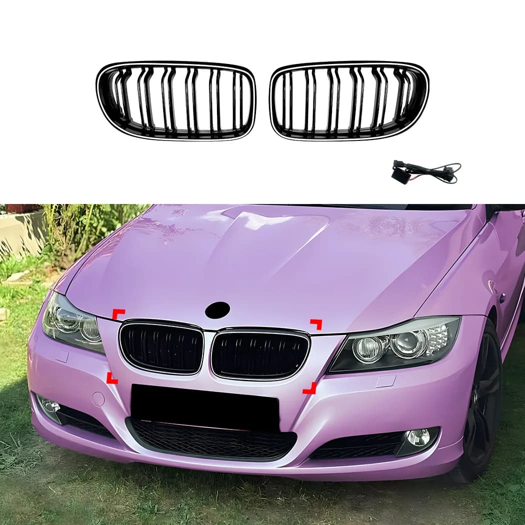 It is suitable for BMW 3 Series E90 E91 LCI LED lighted grille parallel bar grille cross-border modification