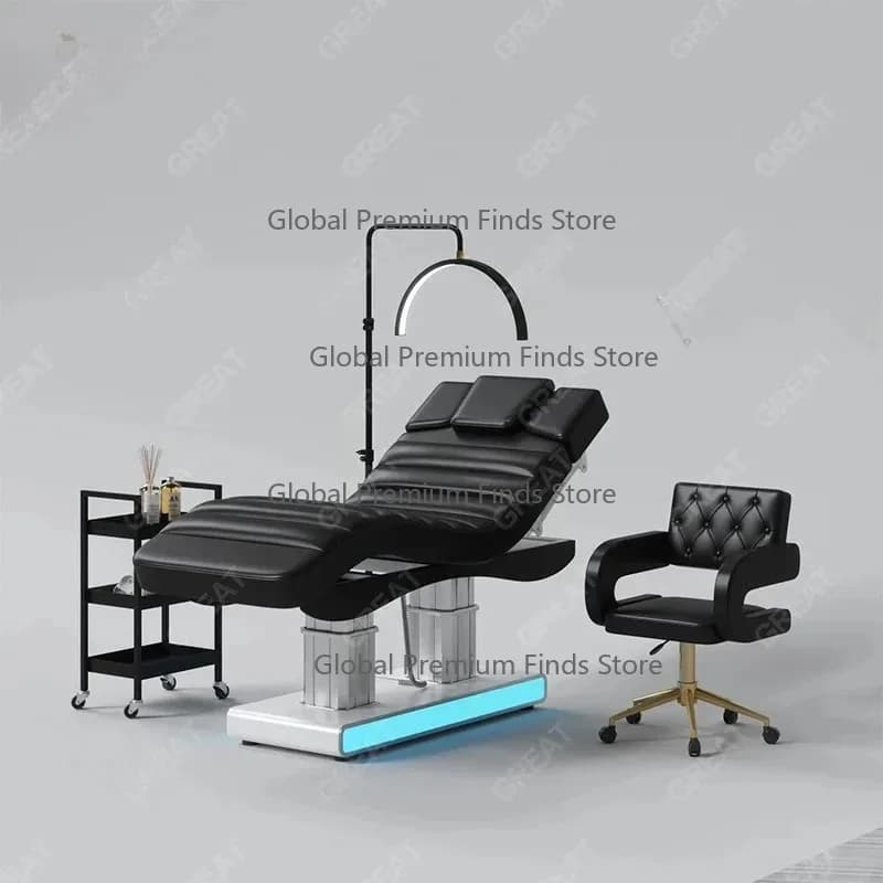 Lu-xury Heavy Du-ty Massage Table And Bed Electric Reclining Control 4 Motors Salon Clinic Spa Bed with Lighting