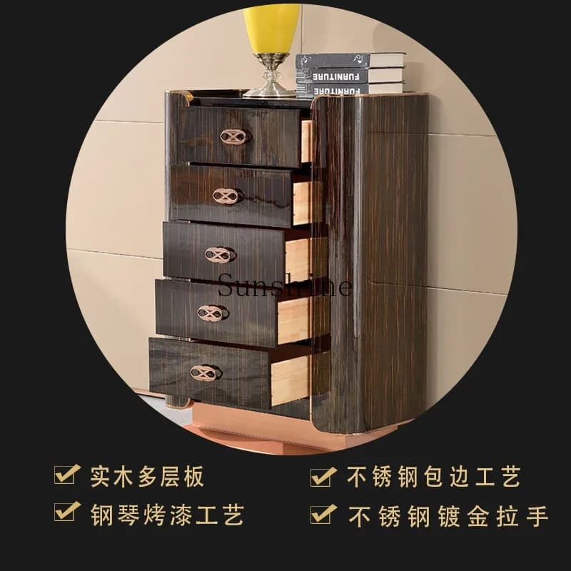 American light luxury style post-modern simple entry bedroom ebony solid wood locker  FT