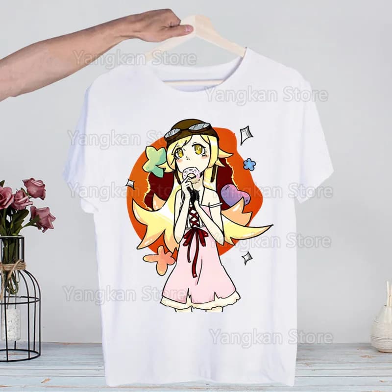 Bakemonogatari Oshino Shinobu Men Shirts Quality Summer Top Tshirts Short Sleeves Tees T-Shirt
