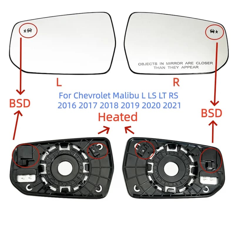 For Chevrolet Malibu L LS LT RS 2016 2017 2018 2019 2020 2021 Auto Heated Blind Spot Warning Wing Rear Mirror Glass