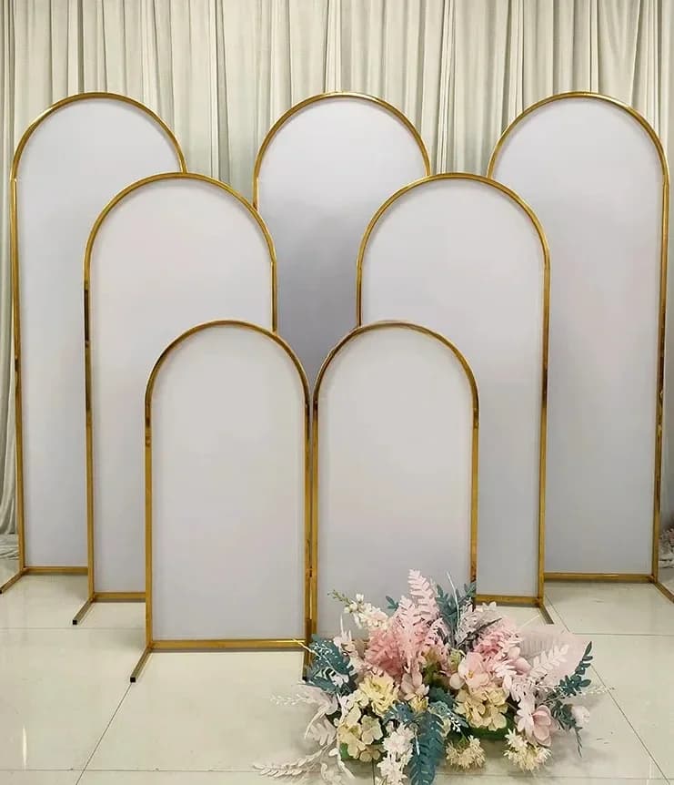 High quality stainless steel metal arch and polyvinyl chloride wedding decoration set activity background