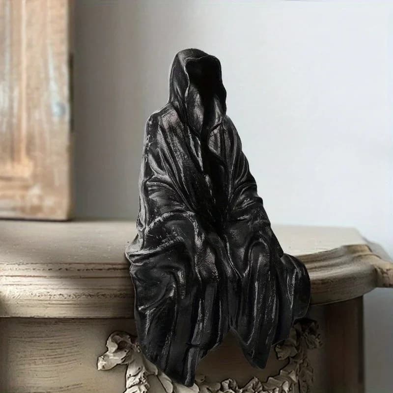 1/3/5 pcs Gothic Black Robed Night Walker Figurine 12cm Mysterious Sitting Resin Statue Horror Desktop Decor Collectible Gift