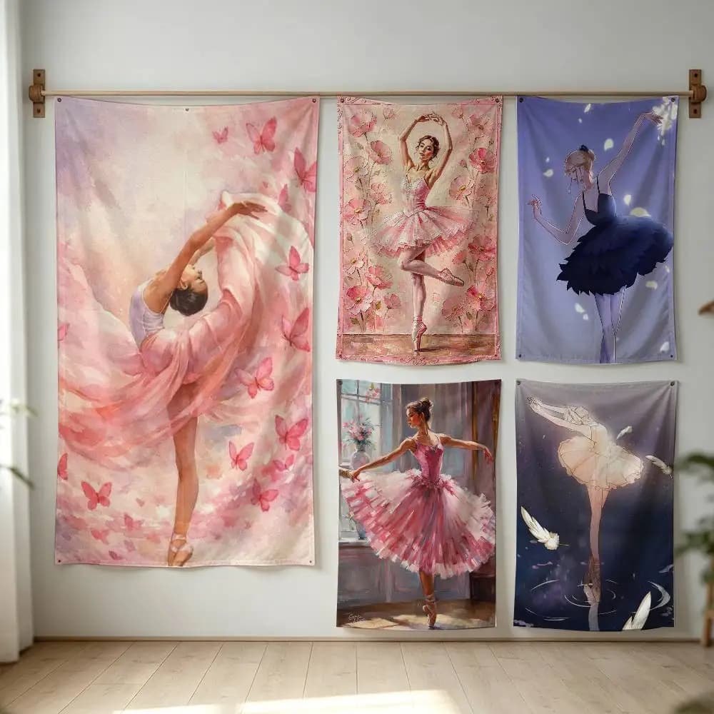 Ballerina Art Ballet Flag Digital Printing Banner for Garage Wall Out Door Decoration