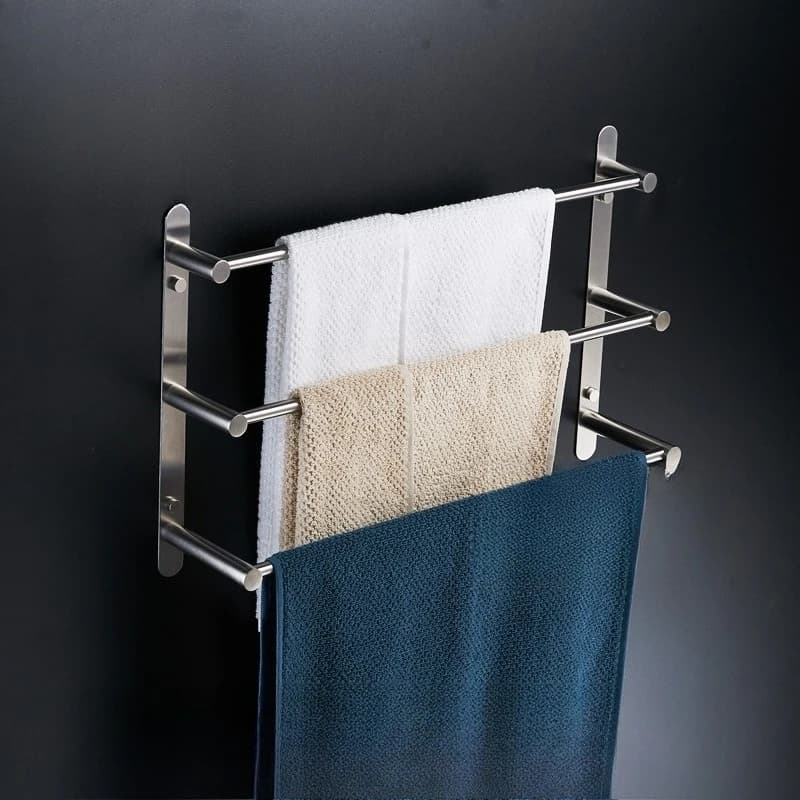 304 stainless steel towel rod three-layer towel rack, hotel bathroom storage , engineering towel hanging rod, bathroom hanger