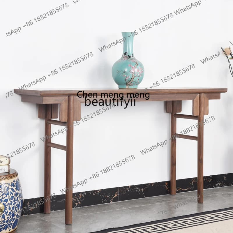 New Chinese-style Zen-style table, black walnut solid wood entrance table, old elm table
