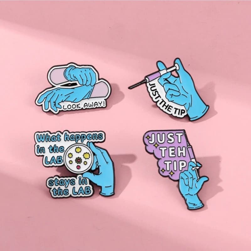 New Cute Cartoon English Medical Nurse Design Metal Brooch Pins Badge For DIY Clothing Bags Hat Scarf T-shirt Jacket Decoration