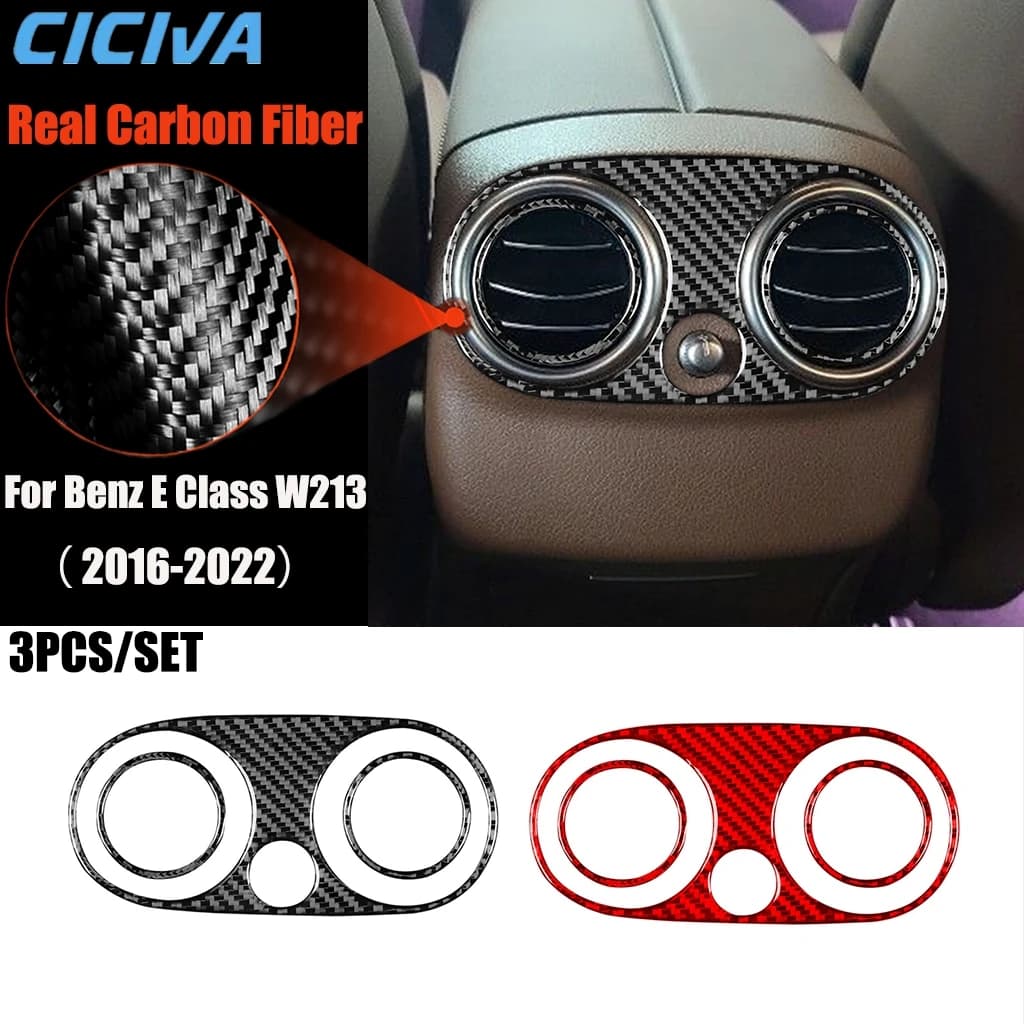 Carbon Fiber Car Accessories Rear Air Vent Modified Interior Trim Cover Sticker For Mercedes Benz E Class W213 2016-2022
