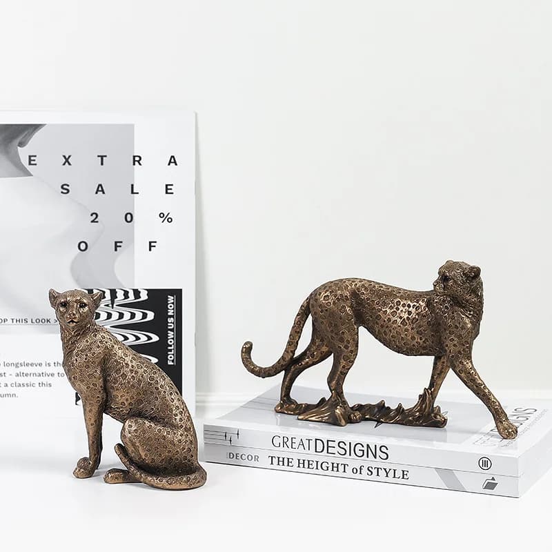 Animal Statue Decoration Living Room Home Decor Sculptures & Figurines Vintage Ornaments For Home Deskop Table Retro Leopard
