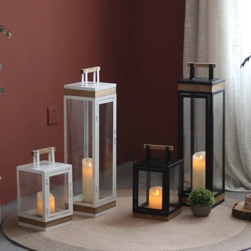 */*Glass Candle Holder Candle Lamp Windproof Floor Lantern Horse Lamp Hotel Lobby Decoration Ornament