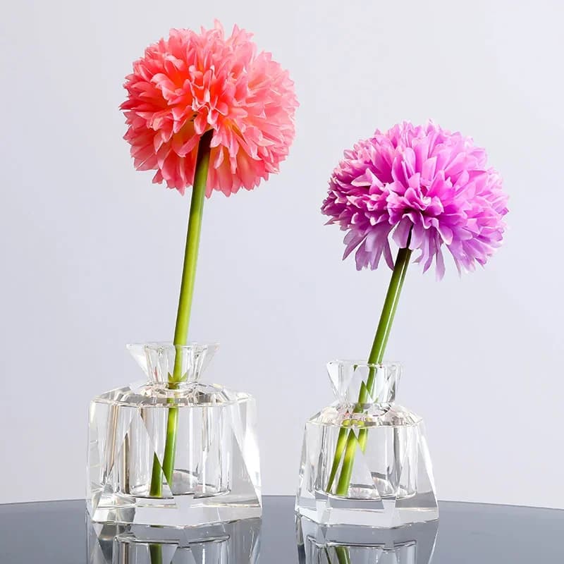 European Elegant Mini Clear K9 Crystal Vase Small Large For Home Tabletop Decoration Flower Green Plant Storage Jardiniere