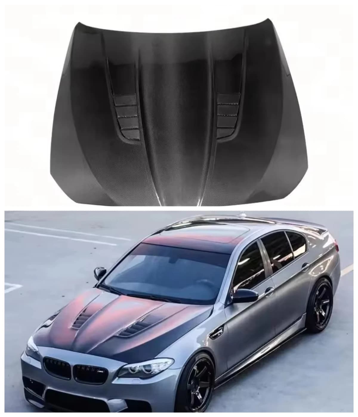 Vorsteiner Style Carbon Fiber Engine Hood 5 Series Aggressive Venting Design Perfect Fitment Weight Reduction