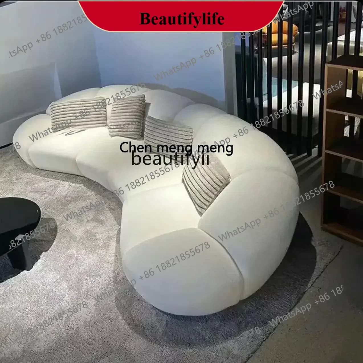 z183 Y48 French cream wind curved sofa Italian minimalist leisure living room fabric light luxury sofa