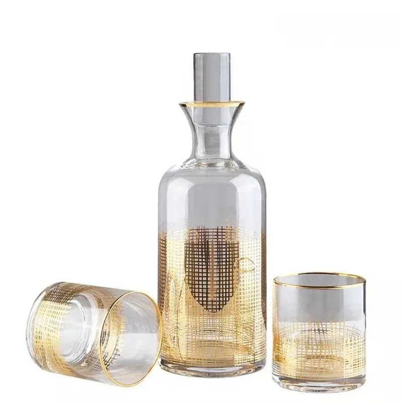 Light luxury glass leather wine set large-capacity creative ornament living room decoration desktop hotel model room