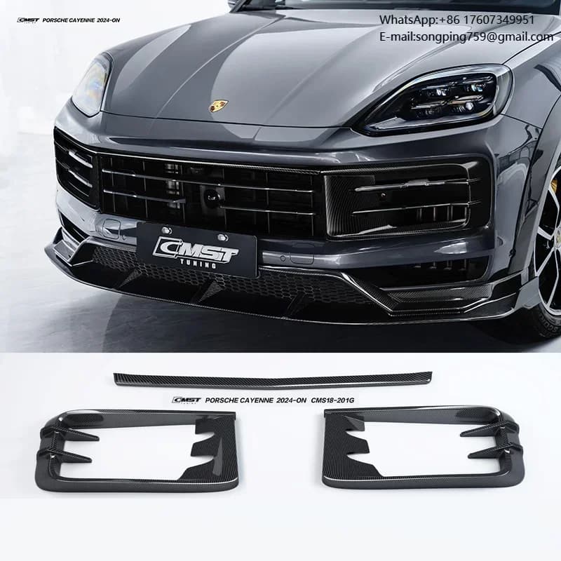 For Porsche Cayenne 24-On 9Y0.2 9YB Front Bumper Canards Vents Body Kits Parts Modification Accessories CMST Dry Carbon Fiber
