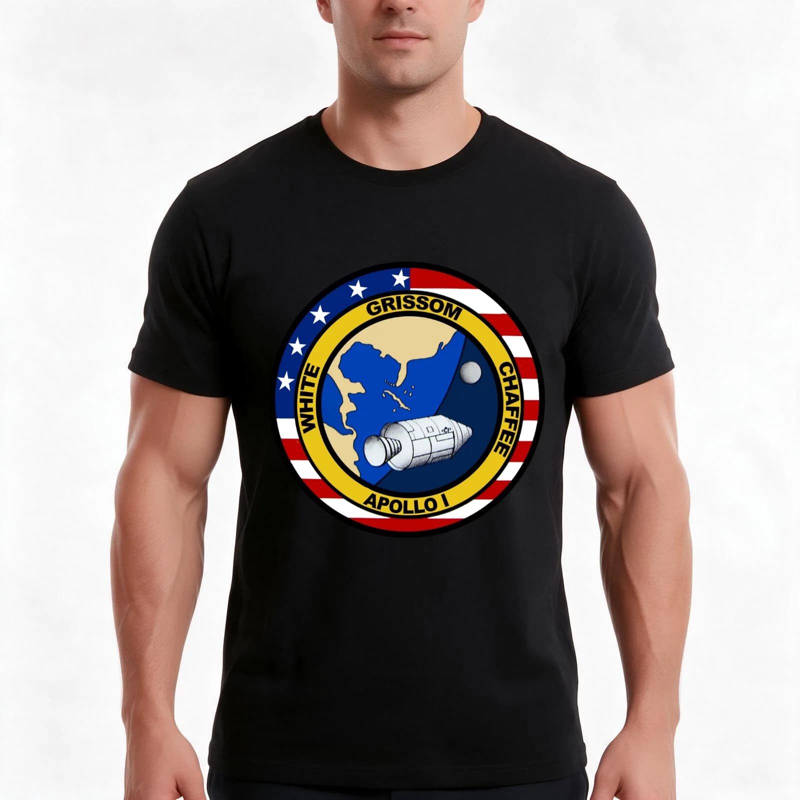 Apollo 1 Mission Logo T-Shirt, Summer Casual Cotton Tee, Oversized Streetwear Tops, Vintage Graphic Print, Unisex Men Women