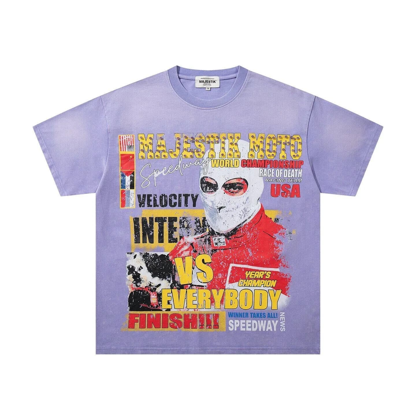 MAJESTIK Hip-Hop Vintage Printed Short-Sleeved T-Shirt - Men's and Women's Loose Beaded Casual Shirt - In Style
