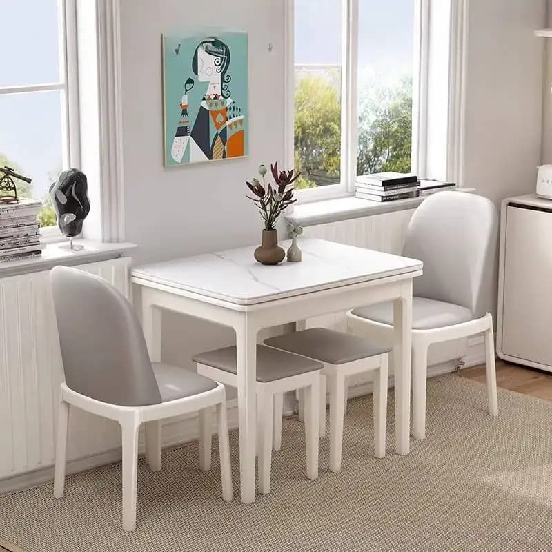 Style Design Dining Table Set Chairs Decorations Marble Extendable Dining Table Foldable Solid Wood Mesas Plegables Furniture