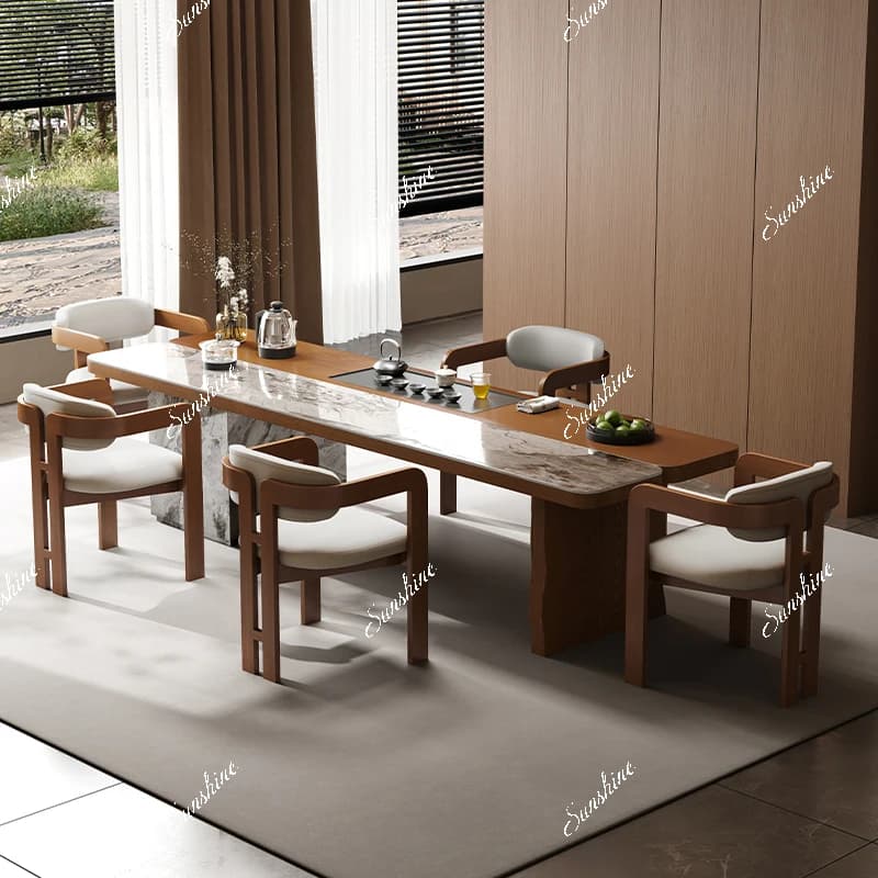 High-end solid wood office reception tea table light luxury modern high-end sense