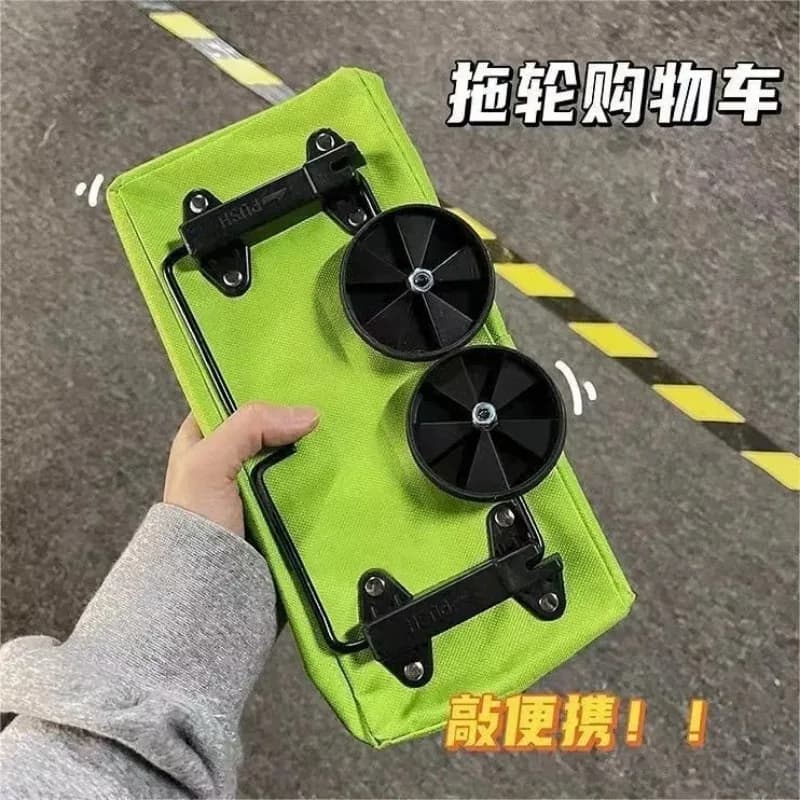 Foldable Portable Shopping Hand Cart, Wheeled Trolley for Grocery Parcel, 2‑Pack Set