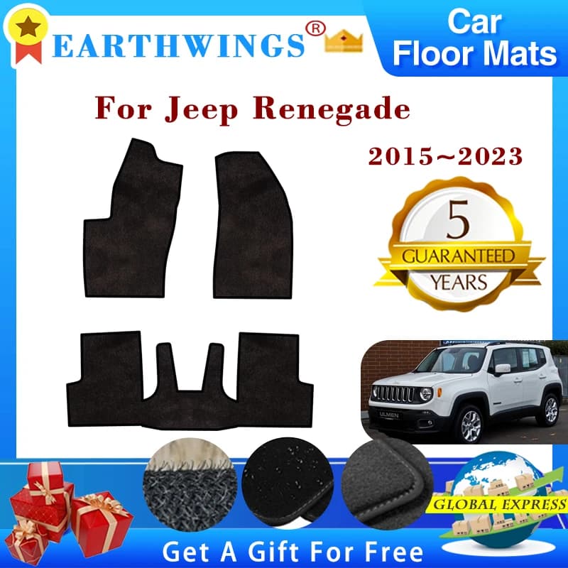 For Jeep Renegade 2016 2017 2018 2015~2023 Car Floor Mats Carpets Rugs Panel Anti-slip Pad Premium Custom Foot Pads Accessories