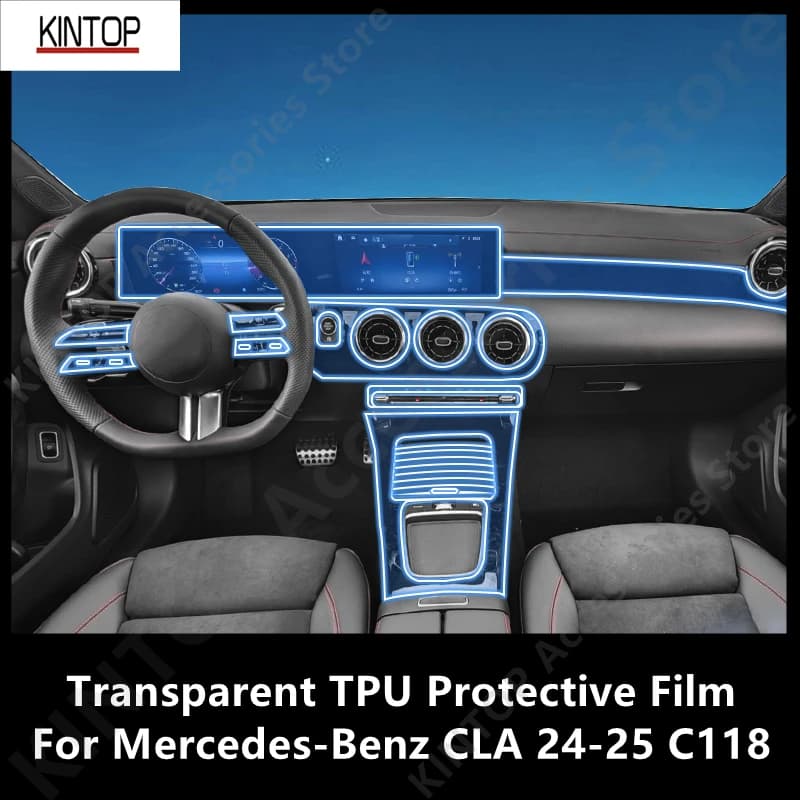 For Mercedes-Benz CLA 24-25 C118 Car Interior Center Console Transparent TPU Protective Film Anti-scratch Repair Film