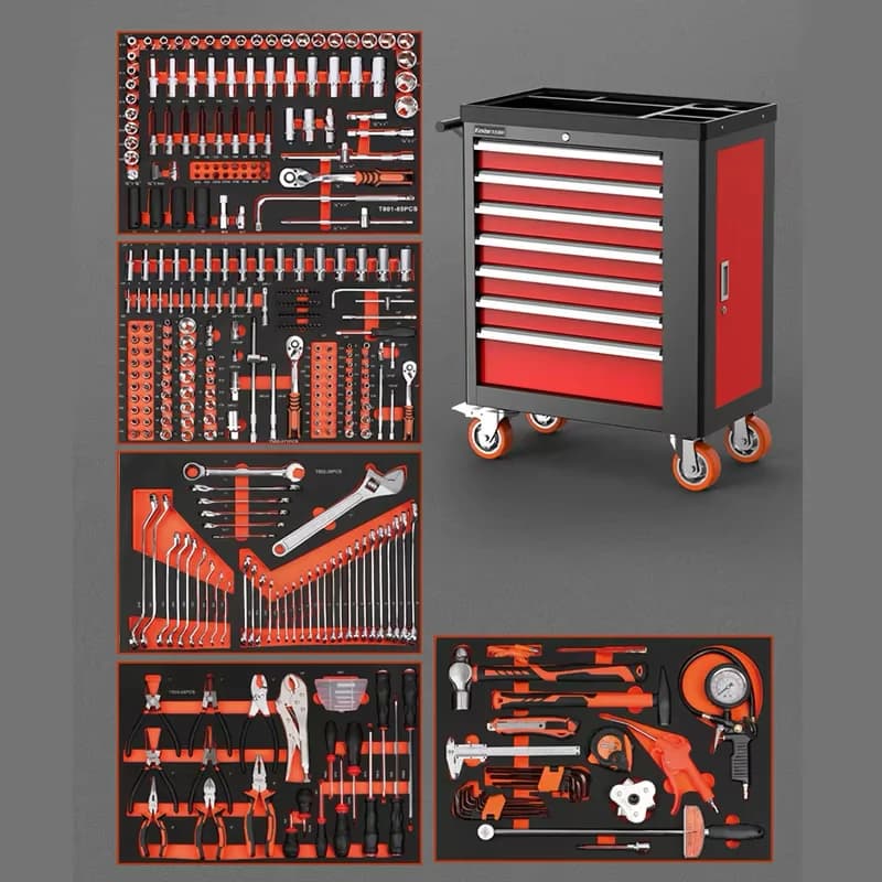 New Design Tool Sets Rolling Box Chest Cold Rolled Steel 7 Drawers Tool Cabinet Cart Trolley
